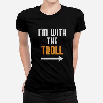 I Am With The Troll Costume Funny Halloween Couple Ladies Tee - Seseable