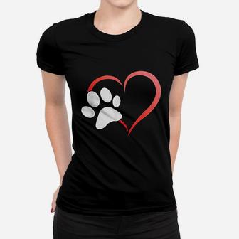 I Heart Love Dogs Cats Paw Ladies Tee - Seseable