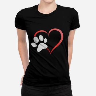 I Heart Love Dogs Cats Paw Print Ladies Tee - Seseable