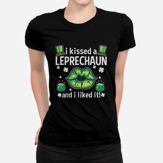I Kissed A Leprechaun And I Liked It Funny St Patricks Day Ladies Tee - Seseable