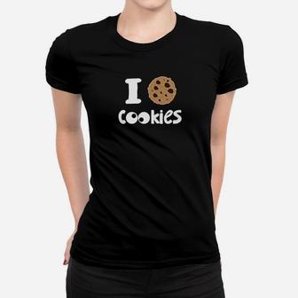 I Love Cookies Grafik-Frauen Tshirt, Lustiges Tee für Keks-Liebhaber - Seseable