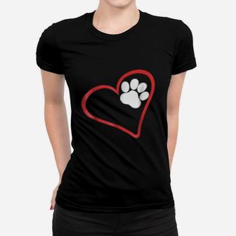 I Love Dogs Heart Paws Print Ladies Tee - Seseable