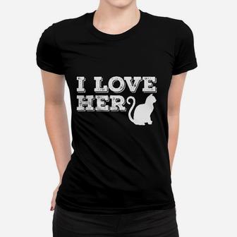 I Love Her Cat She Loves My Rooster Funny Couples Valentine Day Ladies Tee - Seseable