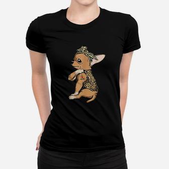 I Love Mom Tattoo Funny Chihuahua Dog Ladies Tee - Seseable