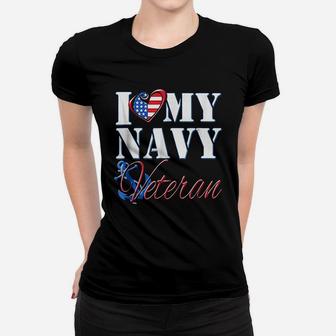 I Love My Navy Veteran Ladies Tee - Seseable