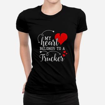 I Love My Trucker Husband Wife Gifts Valentines Day Women T-shirt - Seseable