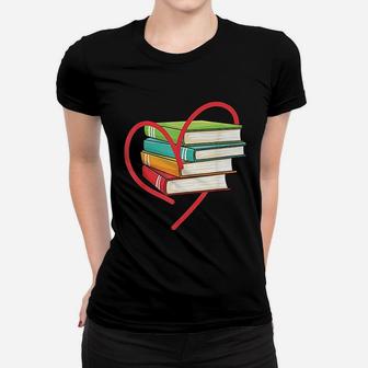 I Love Reading Heart Love Books Gift Library Bookworm Ladies Tee - Seseable