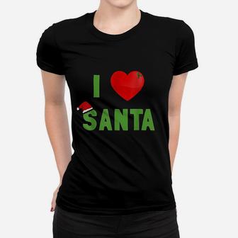 I Love Santa Christmas Xmas Santa Clause Ladies Tee - Seseable