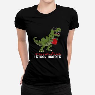 I Steal Hearts T Rex Valentines Day Funny Boys Girls Kids Ladies Tee - Seseable