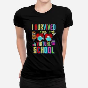 I Survived 100 Days Of Virtual School Students And Teachers Ladies Tee - Seseable