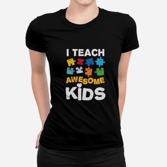 I Teach Awesome Kids Teachers Day Ladies Tee - Seseable