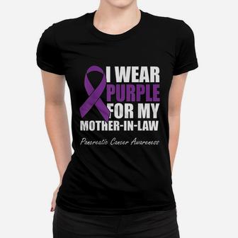 I Wear Purple For My Mother In Law Pancreatic Ladies Tee - Seseable