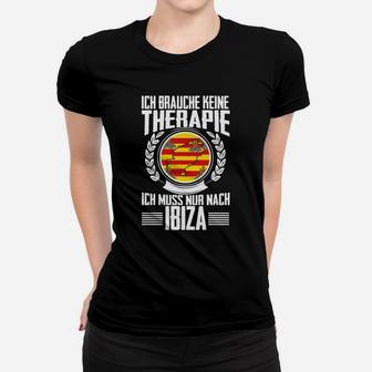 Ibiza Urlaub Liebhaber Frauen Tshirt, Schwarzes mit Lustigem Spruch & Spanien Emblem - Seseable