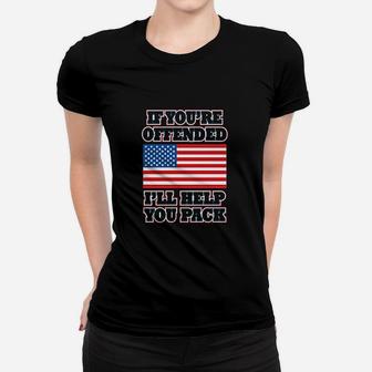 If Youre Offended Flag Political Patriotic America Ladies Tee - Seseable