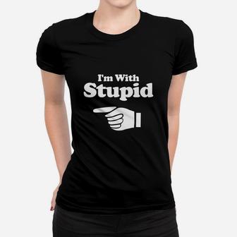 Im With Stupid Pair Couple Brother Sister Funny Ladies Tee - Seseable