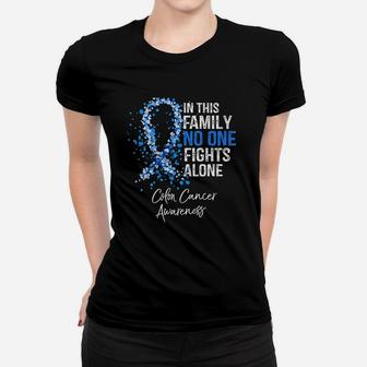 In This Family No One Fights Alone Colon Awareness Ladies Tee - Seseable