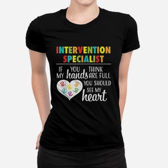 Intervention Specialist Cute Heart Teacher Gift Ladies Tee - Seseable