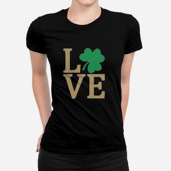 Irish Clover Love St Patricks Day Cute Irish Ladies Tee - Seseable