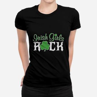 Irish Girls Rock Funny Graphic St Patricks Day Women T-shirt - Seseable
