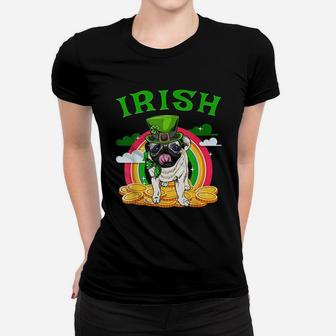 Irish Pug Funny St Patricks Day Leprechaun Dog Ladies Tee - Seseable