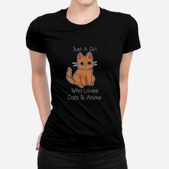 Just A Girl Who Loves Cats Anime Great Gift Ladies Tee - Seseable