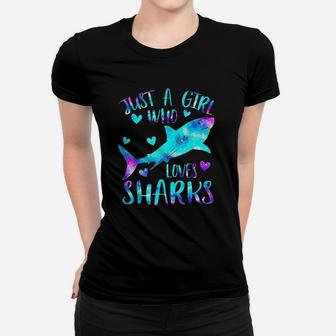 Just A Girl Who Loves Sharks Galaxy Shark Lover Girls Gifts Women T-shirt - Seseable