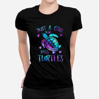 Just A Girl Who Loves Turtles Galaxy Space Sea Turtle Gift Ladies Tee - Seseable