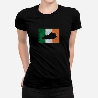 Kentucky Irish Flag - Funny St Patricks Day T Shirts Ladies Tee - Seseable