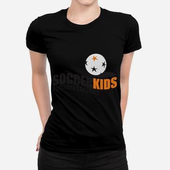 Kinder-Fußball-Frauen Tshirt Soccer Kids, Schwarz mit Logo-Design - Seseable