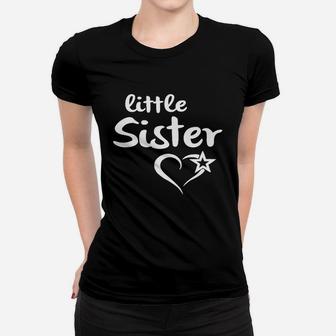 Kleine Schwester Herz & Stern Frauen Tshirt, Trendiges Design Schwarz - Seseable