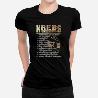 Krebs Sternzeichen Frauen Tshirt mit goldfarbenen Eigenschaften, Geburtstag - Seseable