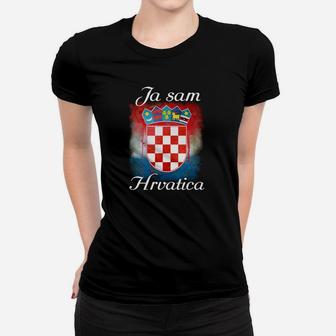 Kroatien Stolz Frauen Tshirt Ja sam Hrvatica, Wappen & Flaggenfarben Design - Seseable