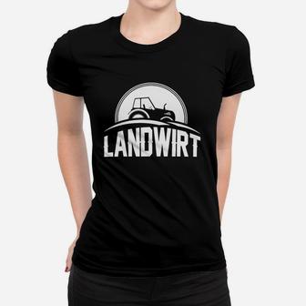 Landwirt Stolz Traktor-Logo Frauen Tshirt in Schwarz, Bauer Motiv Tee - Seseable