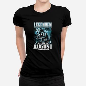 Legenden Werden Im August Geboren Frauen Tshirt, Schwarzes mit Blauem Drachen - Seseable