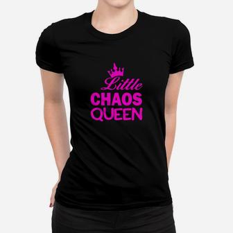 Little Chaos Queen Frauen Tshirt mit Krone Motiv, Schwarz und Pink - Seseable