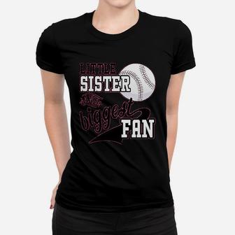 Little Sister And Biggest Fan Baseball Family Fan Ladies Tee - Seseable
