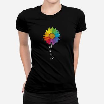 Love Is Love Rainbow Sunflower Lgbt Gay Lesbian Pride Gifts Ladies Tee - Seseable