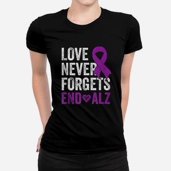 Love Never Forgets Purple Ribbon Awareness End Ladies Tee - Seseable