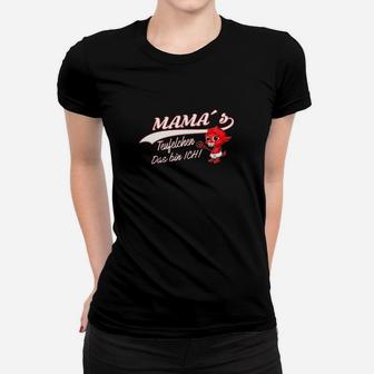 Lustiges Schwarzes Frauen Tshirt MAMA's Teufelchen - Witziges Design für Mütter - Seseable