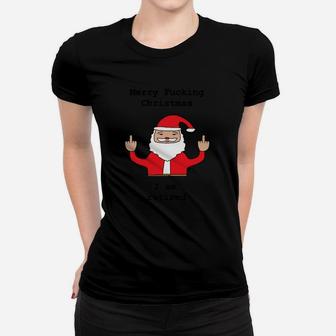 Lustiges Weihnachtsmann Grafik Frauen Tshirt, Witziges Weihnachts-Frauen Tshirt Schwarz - Seseable