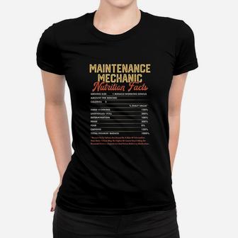 Maintenance Mechanic Nutrition Facts Funny Vintage Ladies Tee - Seseable
