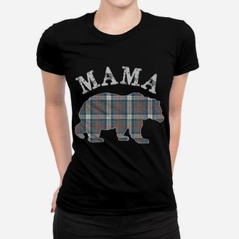 Mama Bear Grey Blue Red Plaid Matching Family Pajamas Ladies Tee - Seseable