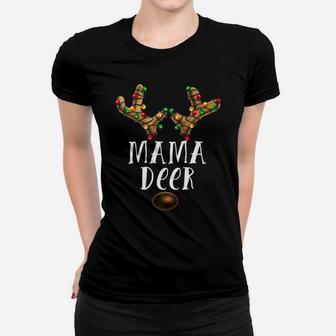 Mama Deer Matching Family Christmas Reindeer Face Gift Ladies Tee - Seseable