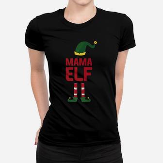Mama Elf Christmas Season Dad Mom Matching Pajama Ladies Tee - Seseable