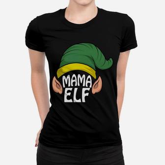 Mama Elf Funny Christmas Ugly Sweater Style Ladies Tee - Seseable