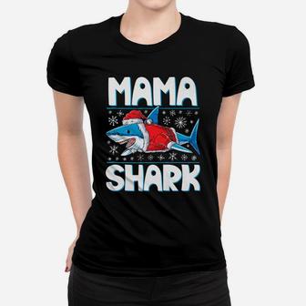 Mama Shark Santa Christmas Family Matching Pajamas Ladies Tee - Seseable