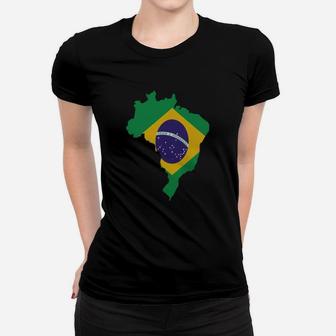 Map Brazilian Flag T-shirts Ladies Tee - Seseable