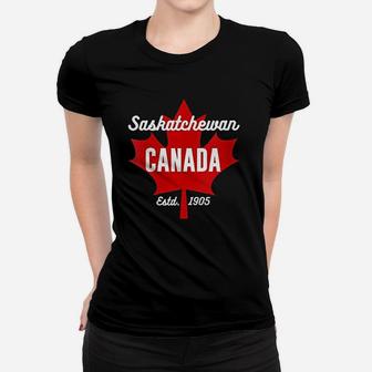 Maple Leaf Canada Flag Eh Saskatchewan Canada Souvenir Ladies Tee - Seseable