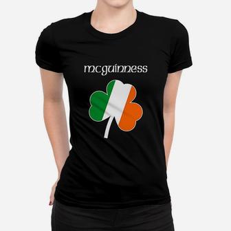 Mcguinness Irish Last Name Ireland Flag Shamrock Ladies Tee - Seseable