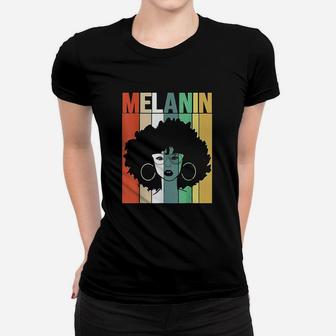 Melanin Vintage Retro Black Afro Woman Queen Gift Ladies Tee - Seseable